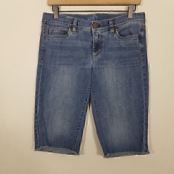 LOFT Denim Bicycle Jean Shorts Stretch Size 4 - Picture 1 of 5